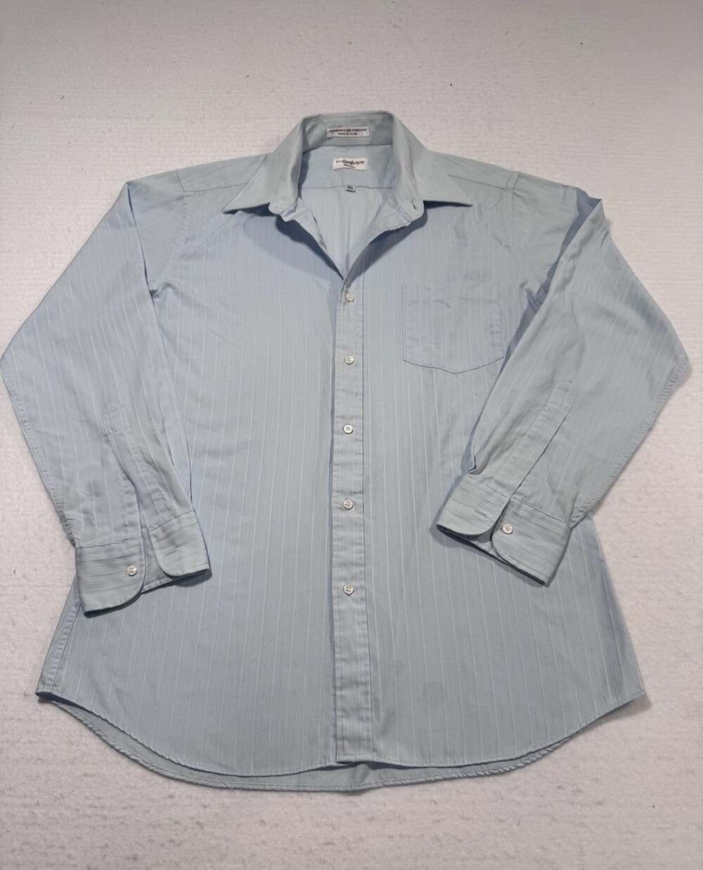 YSL Menswear Men’s 15.5 Light Blue Pinstripe Shirt